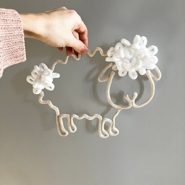 Décoration en forme de mouton en fil de fer pour chambre d'enfant ou de chambre de bébé, baby shower, cadeau de naissance