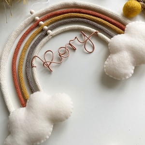 Personalized Rainbow Wall Decor – Custom Rope, Wire & Felt – Kids Room or Nursery Decor – Name Sign for Baby or Child