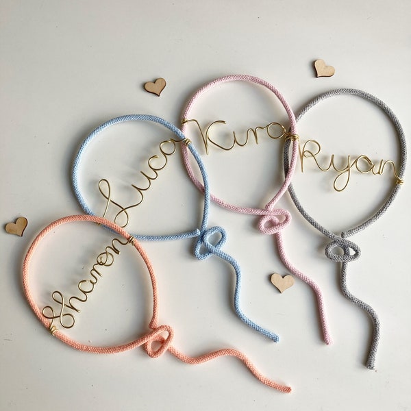 Personalised knitted rope wire ballon 12" x 5"