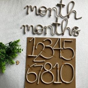 Knit wire art Baby milestone, growth chart numbers and letters  , baby month tracker ,  great photo prop