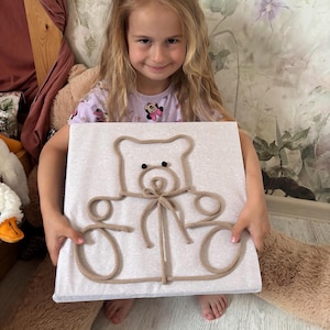 Rope wire Teddy bear for kids room , nursery , baby or pregnancy announcement