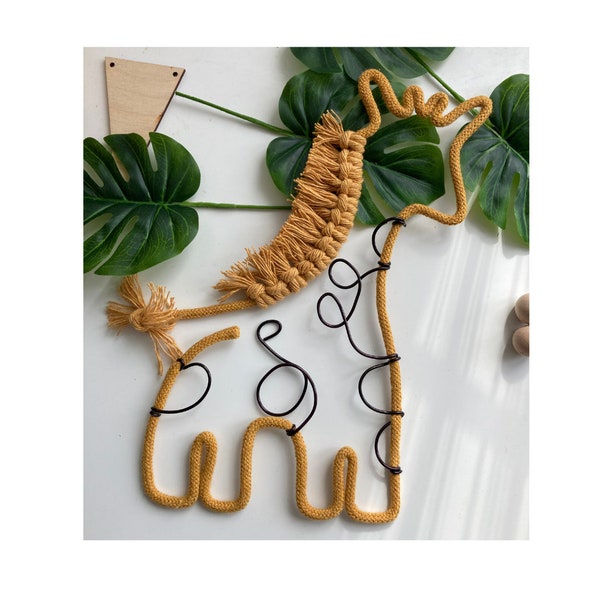 Knitted wire giraffe rope nursery wall decor playroom safari kids bedroom