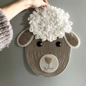 Handmade Sheep Head Wall Decor – Nursery & Kids Room Animal Decoration