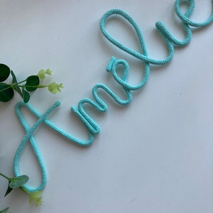 Knitted wire words/ names / quotes / wooly signs / rope names/wall decor