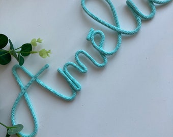 Knitted wire words/ names / quotes / wooly signs / rope names/wall decor