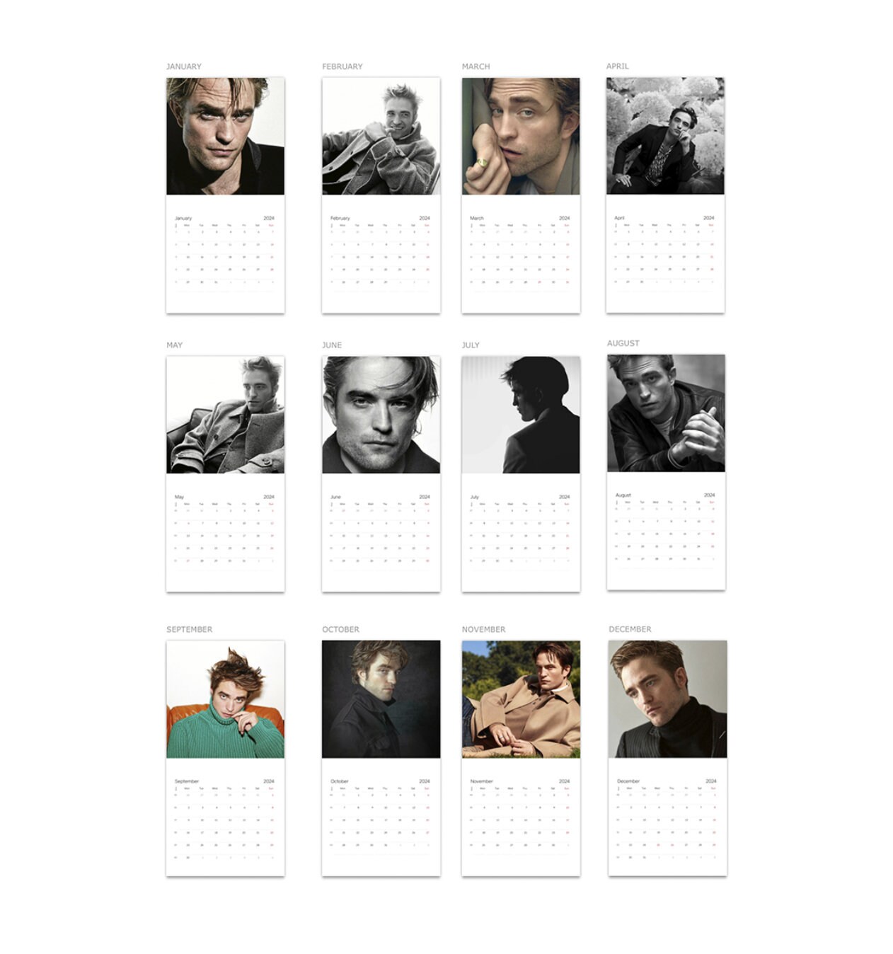 Robert Pattinson Calendar 2024 Robert Pattinson 2024 Wall Calendar