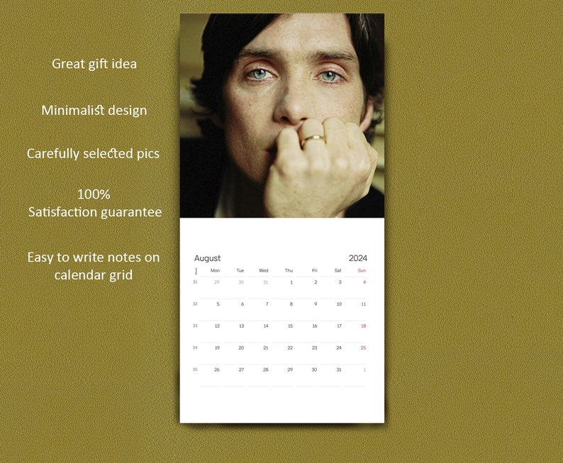 Cillian Murphy Calendar 2024 Cillian Murphy 2024 Wall Calendar