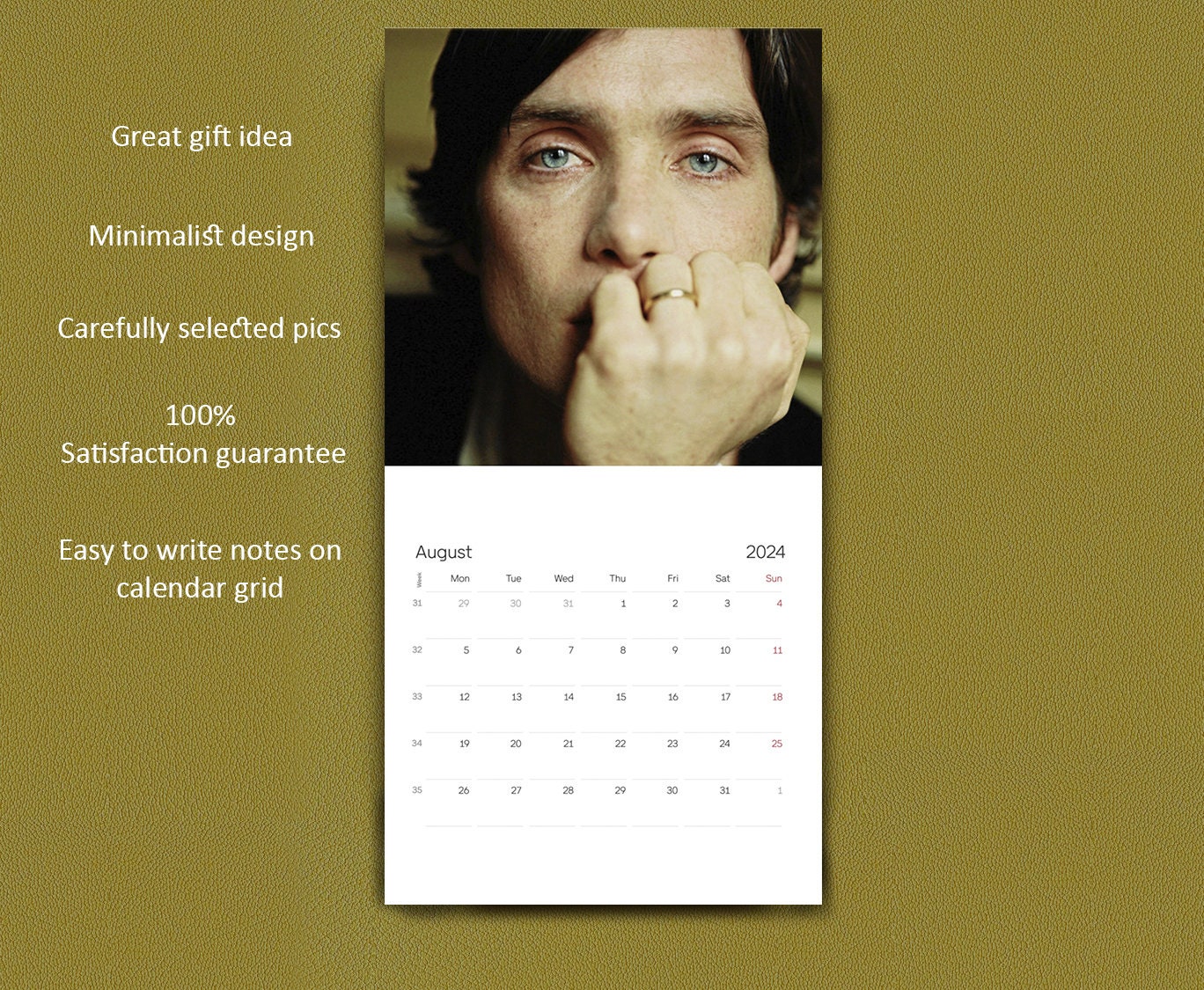 Cillian Murphy Calendar 2024 Cillian Murphy 2024 Wall Calendar sold