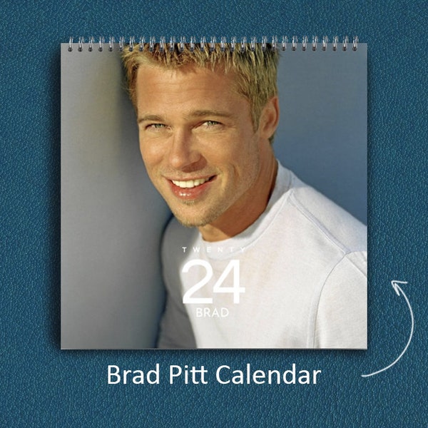 Calendrier Brad Pitt 2024 | Calendrier mural Brad Pitt 2024, calendrier mural de célébrités 2024, meilleur cadeau pour fan de Brad Pitt