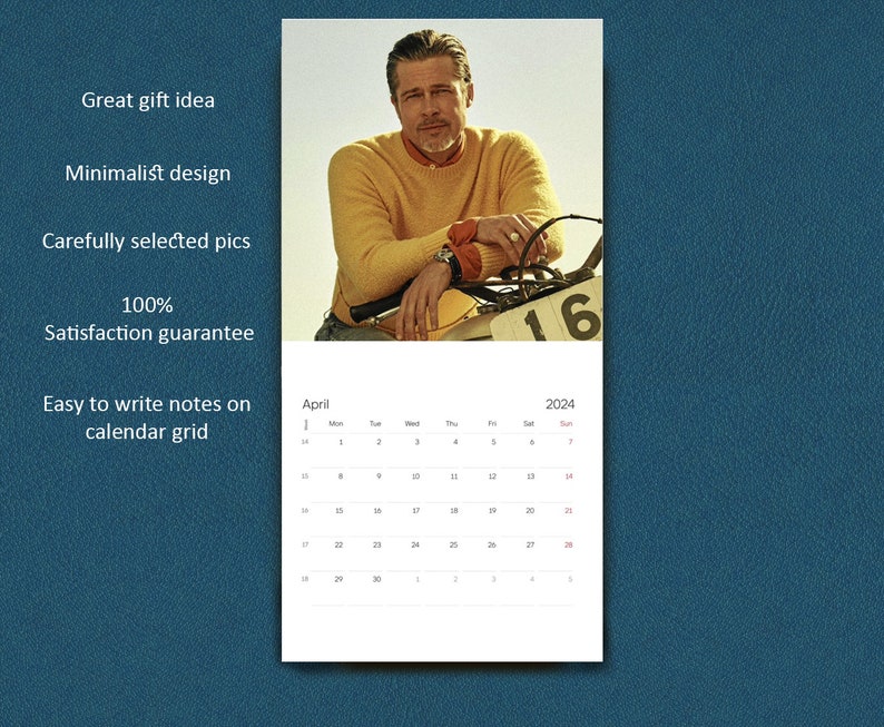 Brad Pitt Calendar 2025 Brad Pitt 2025 Wall Calendar, Celebrity Wall