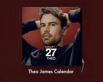 Calendario da parete di Theo James 2027, calendario fotografico di celebrità, regalo per i fan