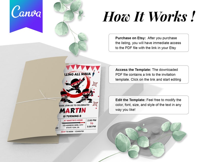 Printable Ninja Warrior Birthday Invitation Printable Ninja Warrior Birthday Invitation