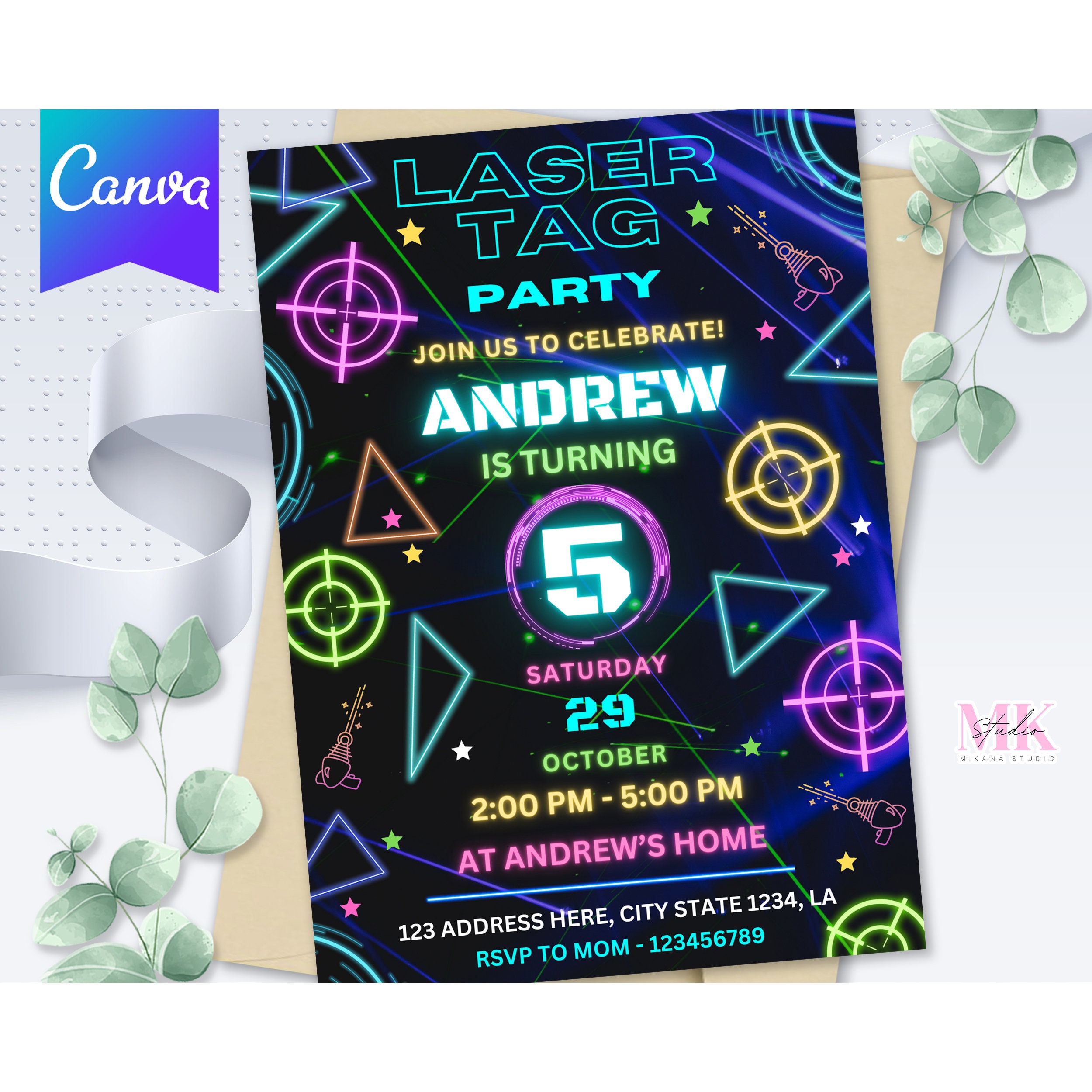 Editable Laser Tag Party Invitation, Laser Tag Invitation, Laser Tag ...