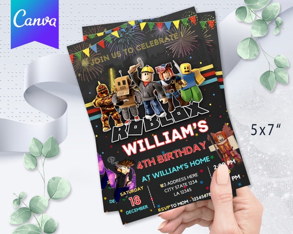 Roblox Birthday Boy Invitation Mobile Phone Text Roblox Party