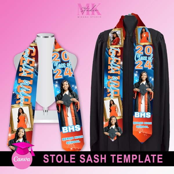 Graduation Stole Sash, Senior Graduation Stole, Custom Graduation Stole for College, 2024 Graduation Stole, Perfect for Sublimation