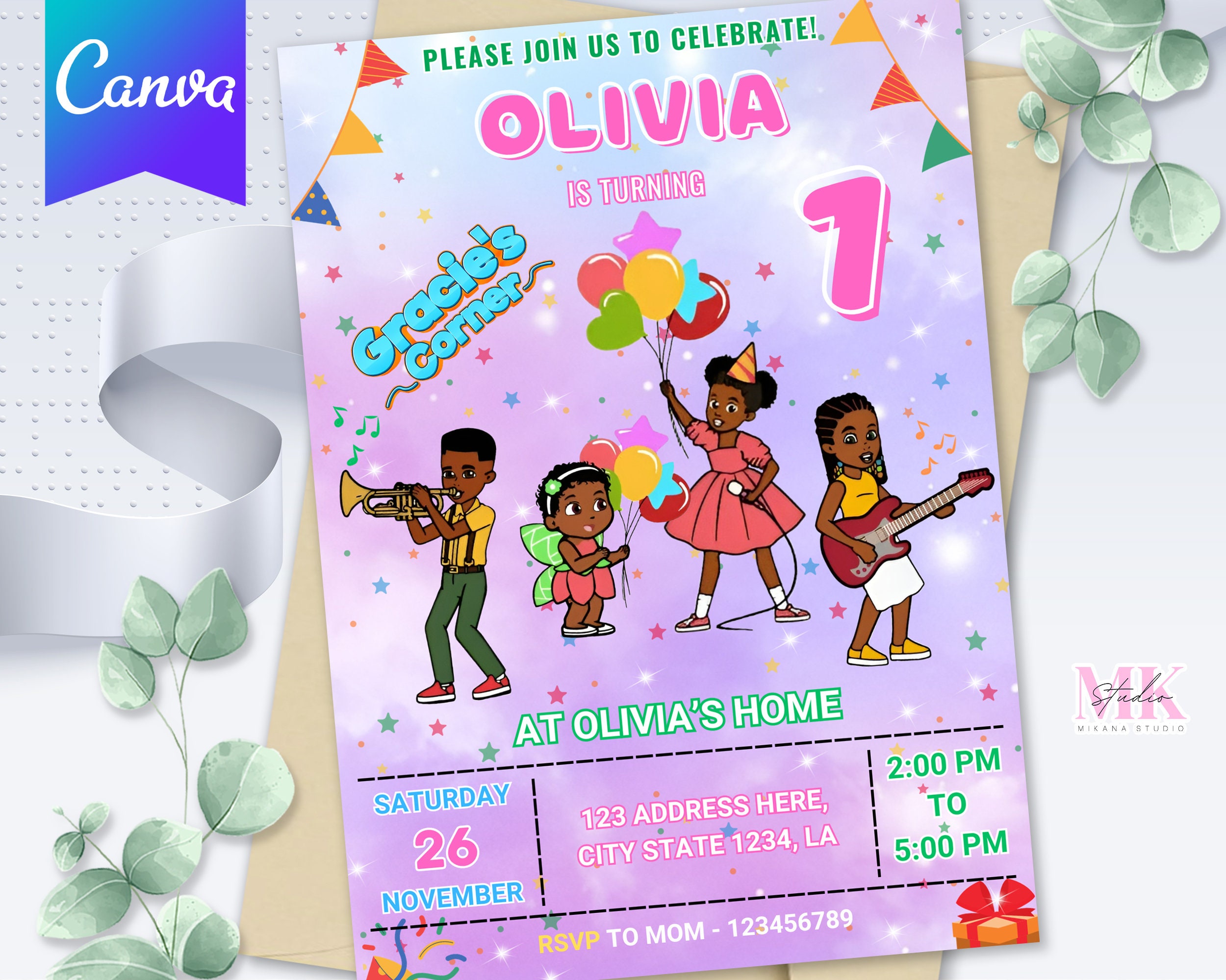 Editable Gracie's Template Printable Gracie's Corner Invite Gracie's