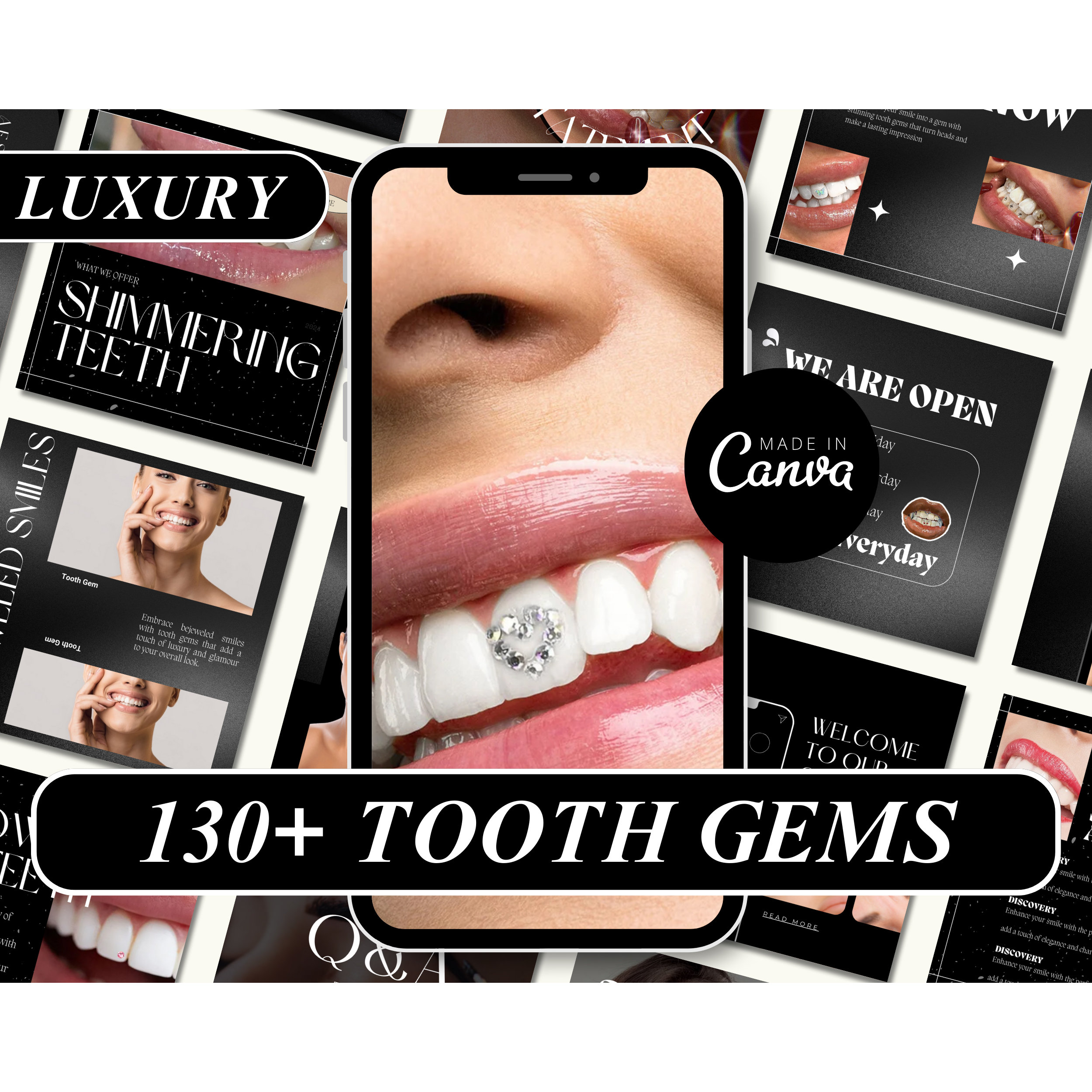 Inspired by Louis Vuitton (LV) – Swarovski Tooth Crystals & Tooth