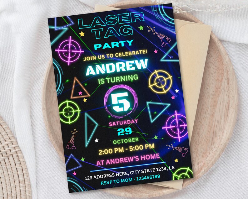 Editable Laser Tag Party Invitation, Laser Tag Invitation, Laser Tag ...