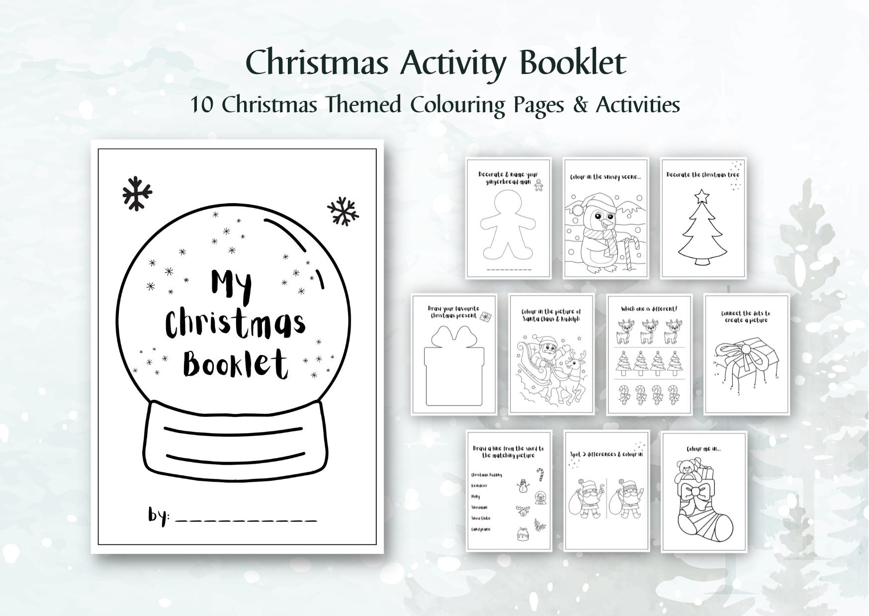 Christmas Activity Printable Booklet Christmas Colouring Etsy UK