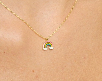 Rainbow Necklace, Minimalist Necklace, Silver Necklace, Rainbow Pendant, Colorful Gift, Christmas Gift, Birthday Gift, Gift For Her.