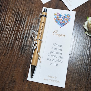 segnalibro cartoncino segnalibro personalizzato con nome segnalibro con cuori regalo maestre regalo fine anno segnaposto bomboniera