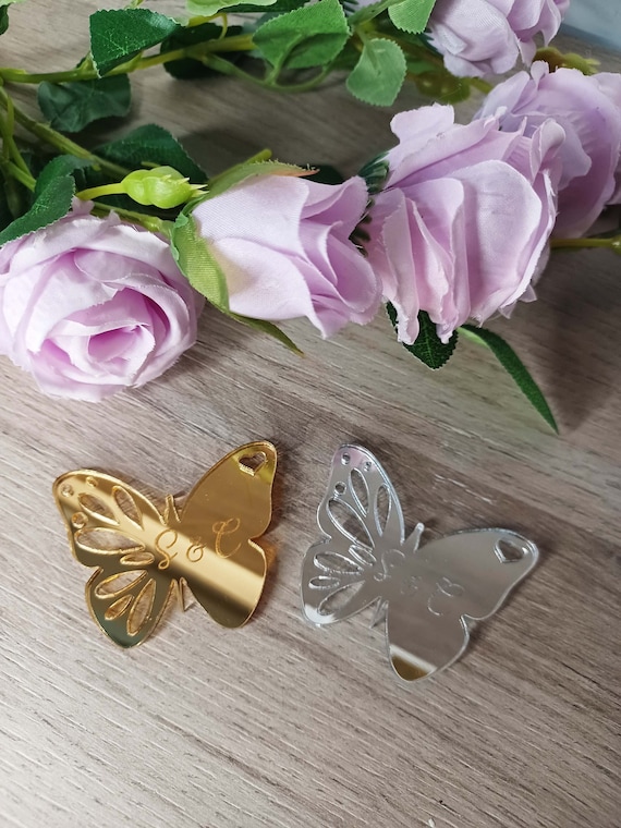 Segnaposto Farfalla Oro Chiaro, Laser Cut, Confezione Da 20 Per Matrimonio E Eventi