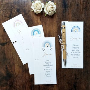 segnalibro arcobaleno segnalibro personalizzato con nome segnalibro con frase regalo maestra regalo fine anno penna personalizzata con nome
