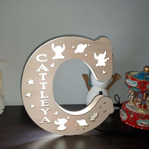 Personalized wooden lamp with name lamp led stich night light children&#39;s room luminous letter children&#39;s room decoration