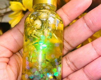 Aceite de intención de oración al Arcángel: Jazmín, rosa, manzanilla - Aromaterapia relajante con purpurina