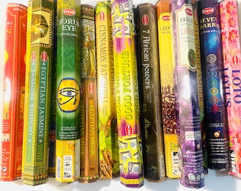 BOGO - Compra 3 y llévate 1 gratis. Varitas de incienso - HEM - Almizcle egipcio, incienso y mirra, loto, etc. (A granel)