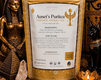 Mucus Breaker Tea: Auset's Puritea Green Tea Blend with Lavender, Echinacea, Supports good pH balance