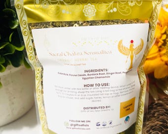Sensualitea, la mezcla de té de hierbas orgánico para el chakra sacro de la mujer, con caléndula y semillas de hinojo.