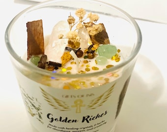 Vela para atraer dinero, vela para manifestar riquezas doradas, abundancia, éxito, creatividad, cristales, ritual de luna llena, éxito