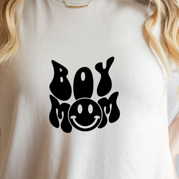 Boy Mom Svg,Boy Mama Mom smile face Svg Cut File for Cricut, Mother's Day Svg, Boy Mom Shirt Svg, Png, Eps, Dxf Pdf Cutting File Download