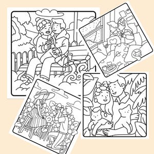 Cute Love Couple Coloring Pages - Cozy Moments Coloring - Cute & Cozy Couple Scenes – Relaxing Book - Instant Download PDF File