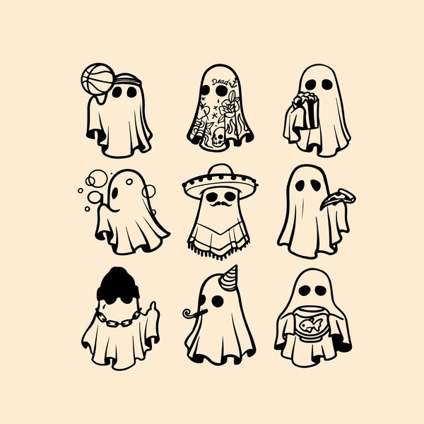 Cute Ghost SVG Bundle | 9 Cute Halloween Funny Boo | Spooky Season svg | SVG Files for Cricut & Cutting Machines | Instant Digital Download
