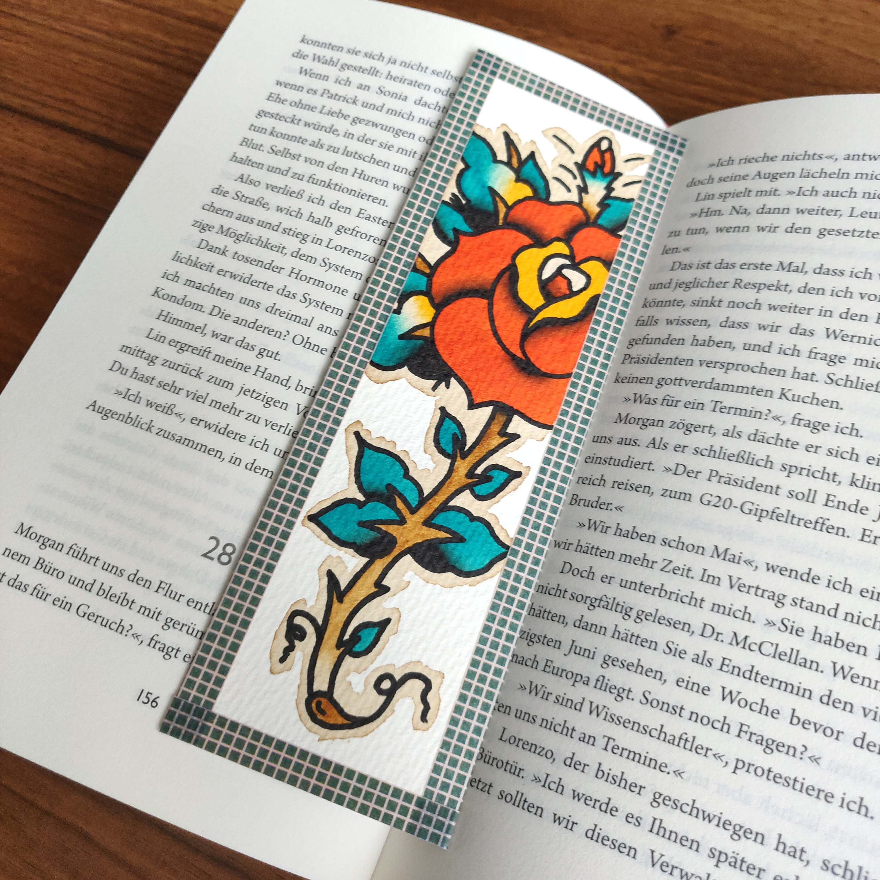 American Traditional Tattoo Rose Bookmark - Etsy Israel, image size:3000x3000