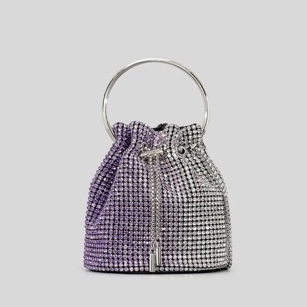 Strass de luxe/ Diamant/ Diamanté/ Cristal/ Sac seau/ Noël/ Anniversaire/ Nouvel An/ Sac à main de fête