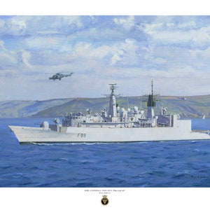 HMS Cornwall Frigate Art Print: Signed Limited Edition