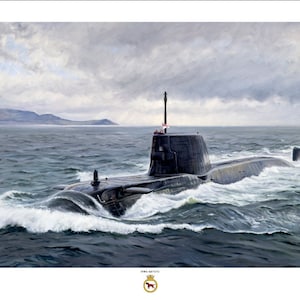 Astute-Class Submarine Print: Original Oil Painting, Ship&#39;s Badge