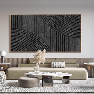 Black Minimalist Painting Neutral Black Painting Black 3D Texture Art Black Wall Art Painting on Canvas Wabi Sabi Wall Art