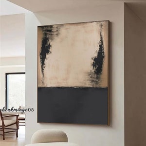 Large Beige and Black Texture Wall Art Black Beige Abstract Landscape Painting Wabi Sabi Wall Art Minimalist Painting Neutral Canvas Art