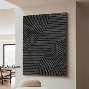 Schwarze minimalistische Malerei Neutrale schwarze Malerei Schwarze 3D-Textur-Kunst Schwarze Wandkunst Malerei auf Leinwand Wabi Sabi Wandkunst
