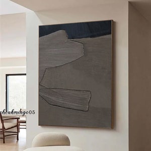 Beige and Black Wall Art Painting on Canvas Wabi Sabi Wall Art Brown Texture Art Black and Beige Minimalist Painting Neutral Beige Painting