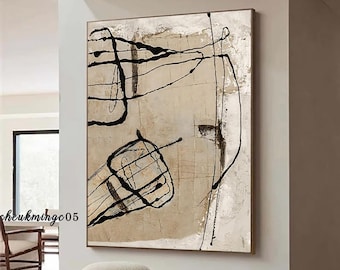 Beige Wabi Sabi Wall Art Beige Abstract Painting Large Beige Minimalist Wall Art Beige Textured Canvas Painting Neutral Wall Decor
