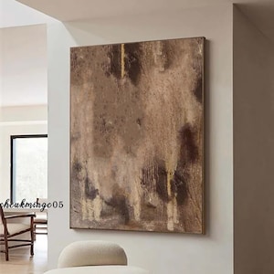 Beige and Brown Wall Art Painting on Canvas Wabi Sabi Wall Art Brown Texture Art Brown Minimalist Painting Brown Plaster Painting