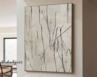 Beige and Black Wall Art Painting on Canvas Wabi Sabi Wall Art Brown Texture Art Black and Beige Minimalist Painting Neutral Beige Painting