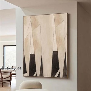 Beige and Black Wall Art Painting on Canvas Wabi Sabi Wall Art Brown Texture Art Black and Beige Minimalist Painting Neutral Beige Painting