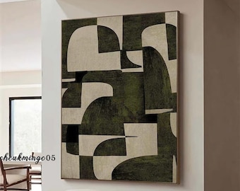 Beige and Green Minimalist Painting on Canvas Large Plaster Wall Art Beige Wall Art Wabi Sabi Wall Art Beige Painting Modern Contemporary