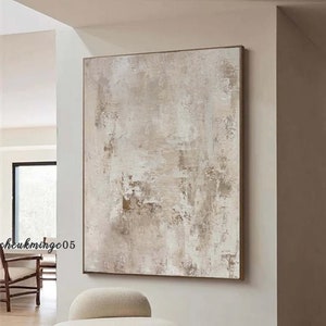 Beige Minimalist Painting on Canvas Large Plaster Wall Art Beige Texture Wall Art Wabi Sabi Wall Art Beige Painting Modern Contemporary